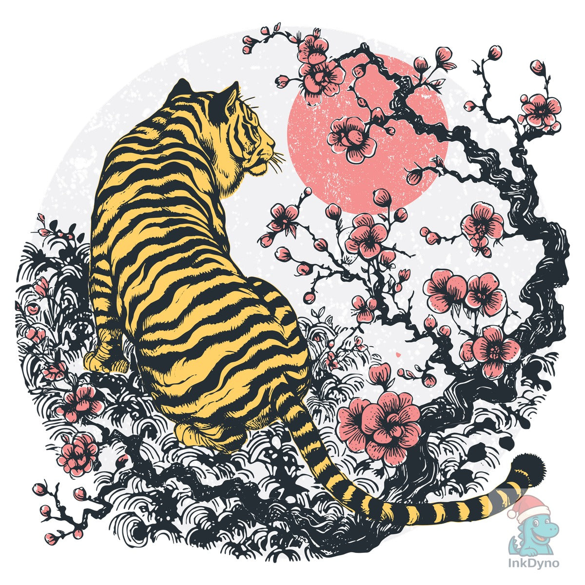 Retro Japanese Tiger Sakura Shirt