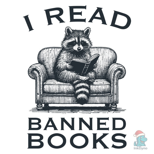Bookish Raccoon Reading on Sofa Shirt - DTF Transfer