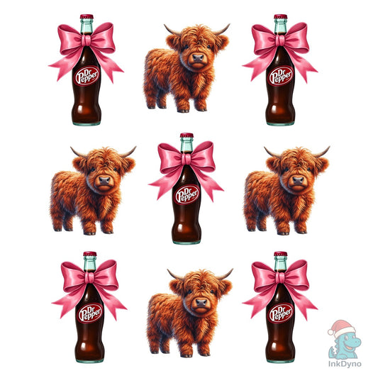 Highland Cow & Bows - DTF Transfer