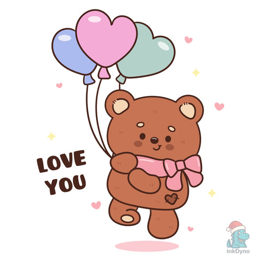 Valentine Clip Art Cute Teddy Bear Love5 - DTF Transfer