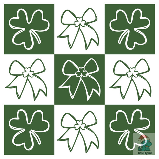 Checkered Bow Coquette St Patrick's Day - DTF Transfer