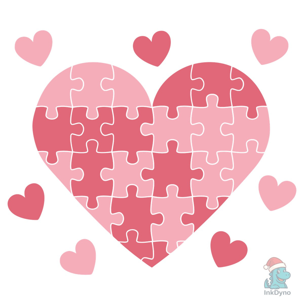 Pink Heart Puzzle Love Illustration