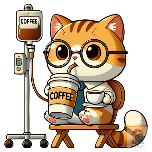 Coffee Cat Working Funny Work Humor - DTF Transfer