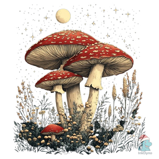 Boho Retro Hippie Mushrooms Natural - DTF Transfer