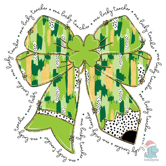 Teacher St Patricks Day Coquette Bow - DTF Transfer