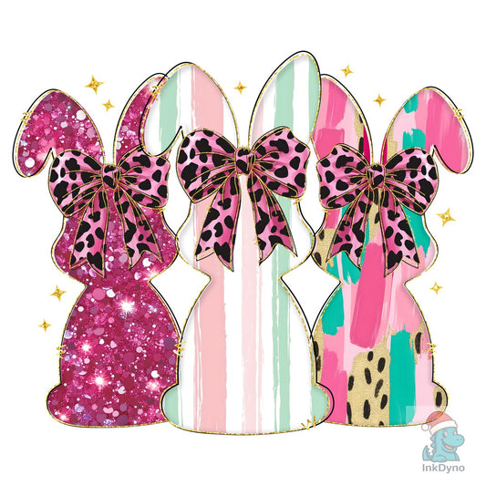 Happy Easter Glitter Bunny Bow - DTF Transfer