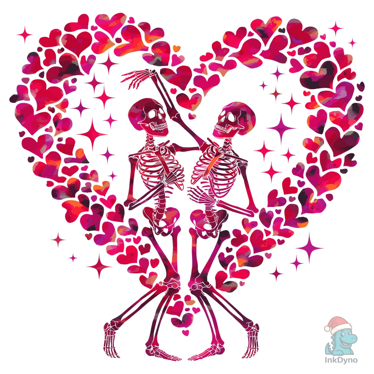 Skeleton Couple Heart of Love Valentine.