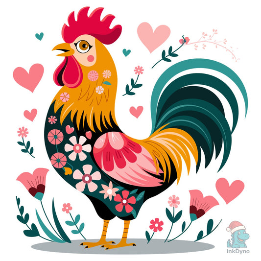 Western Floral Chicken Valentine T-S - DTF Transfer