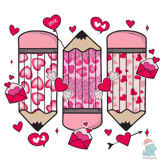 Pencil Heart Love Teacher Valentine - DTF Transfer