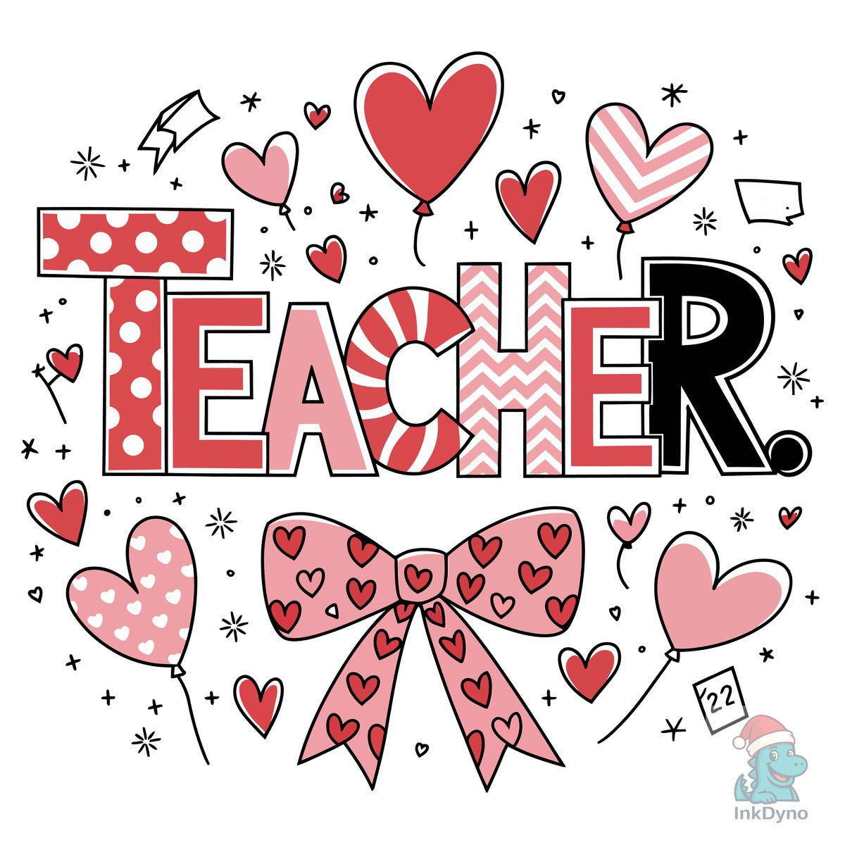Teacher Valentine Coquette Bow Heart