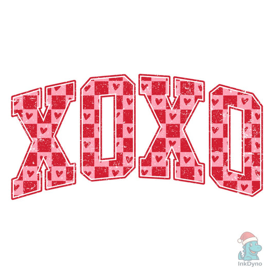 XOXO Checkered Hearts Varsity - DTF Transfer