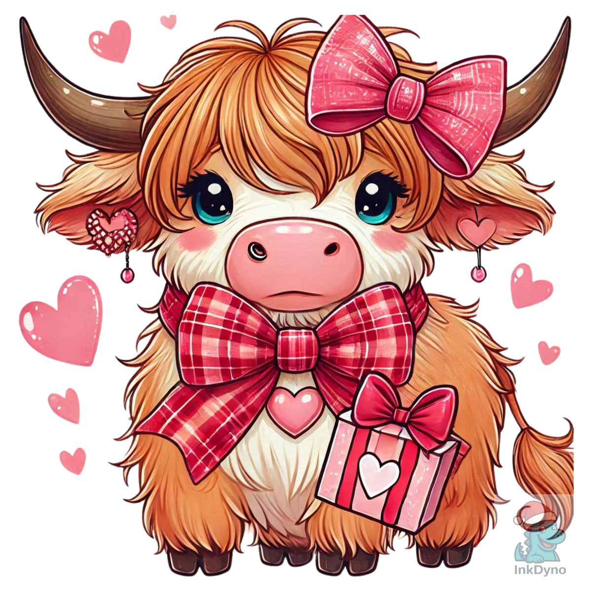 Valentine's Day Cow Bow Illustration