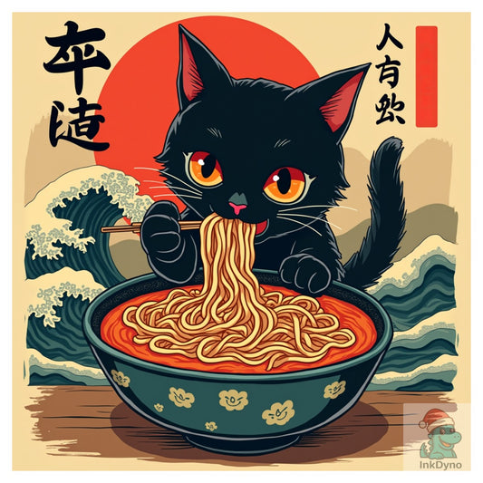 Cat Ramen Japanese Funny T-Shirt - DTF Transfer