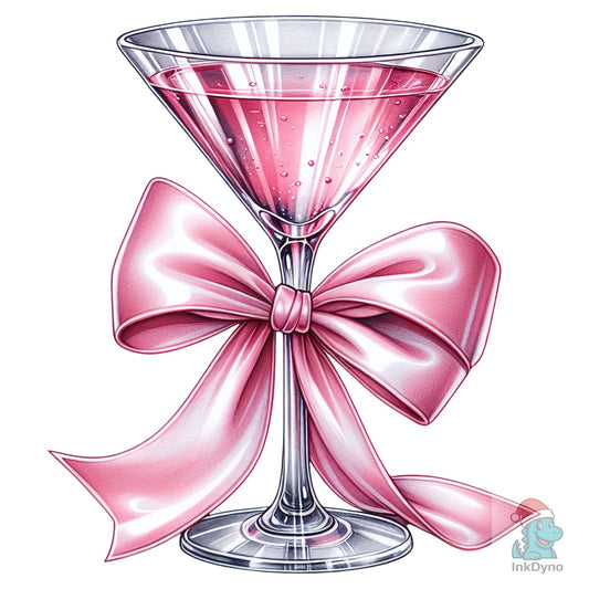 Pink Martini Cocktail with Coquette Bow - DTF Transfer