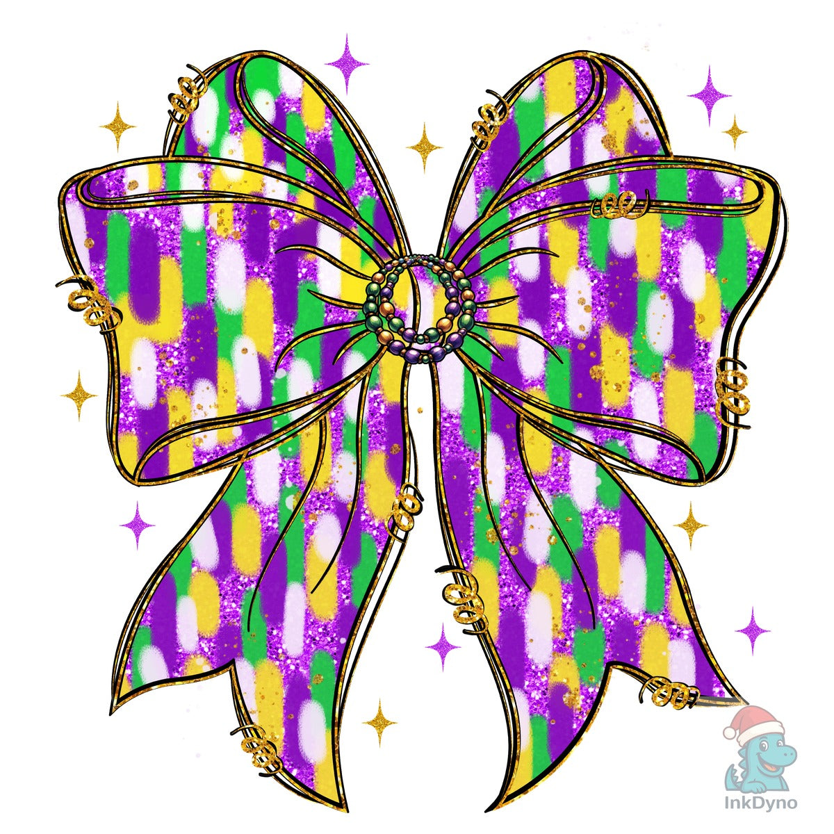 Glitter Mardi Gras Coquette Bow