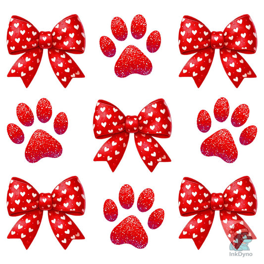 Valentine Paw & Bow Heat - DTF Transfer