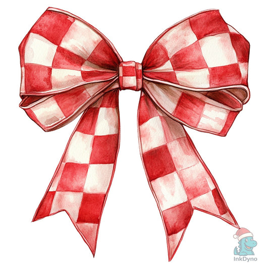 Christmas Checkered Bow - DTF Transfer
