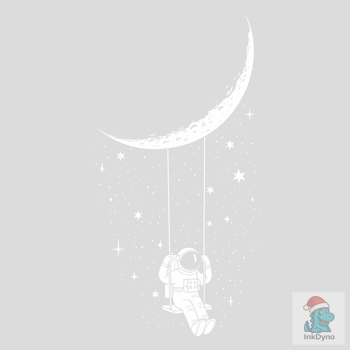 Cool Astronaut Swinging on Crescent Moon