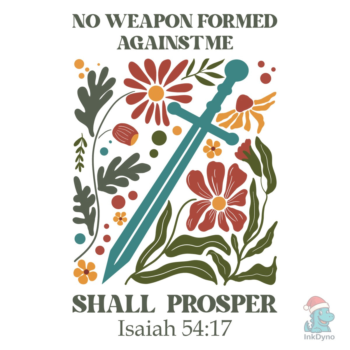 Isaiah 54:17 Sword & Floral Tee Art