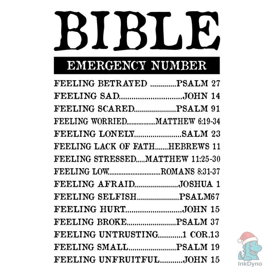Nutrition Facts Bible Emergency Numbers - DTF Transfer
