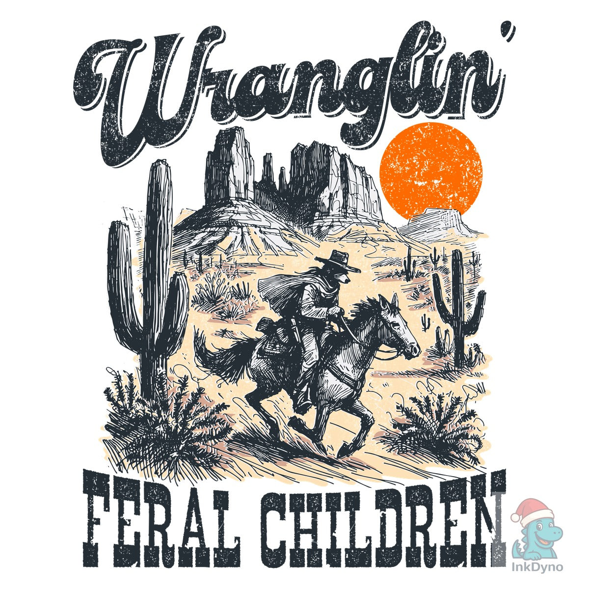 Wranglin' Cowboy Raccoon Heat-Press Graphic