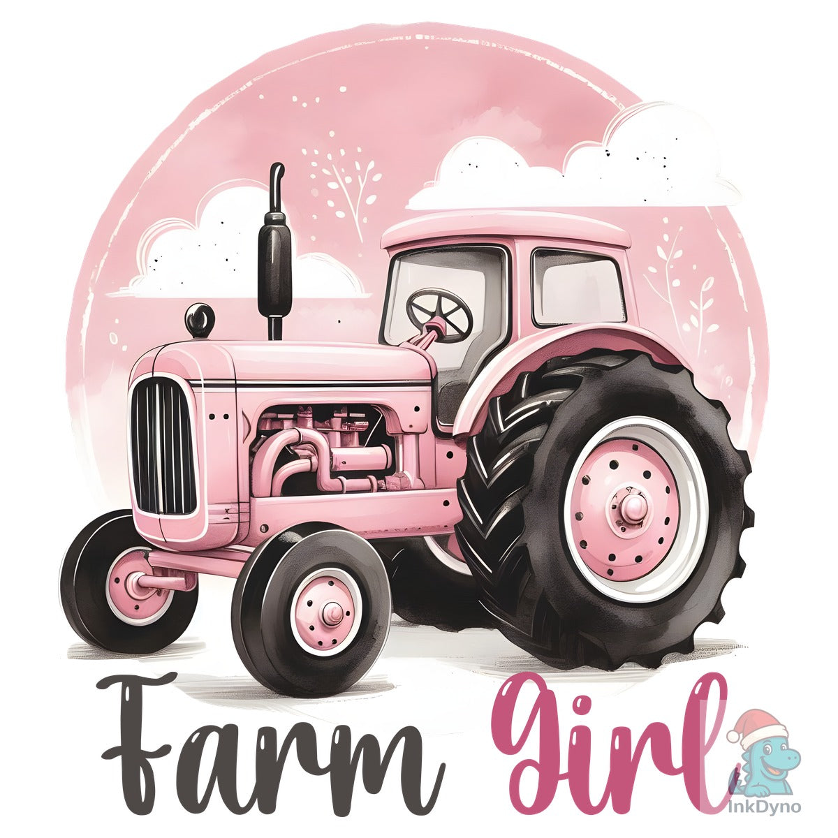 Farm Girl Pink Tractor Sublimation