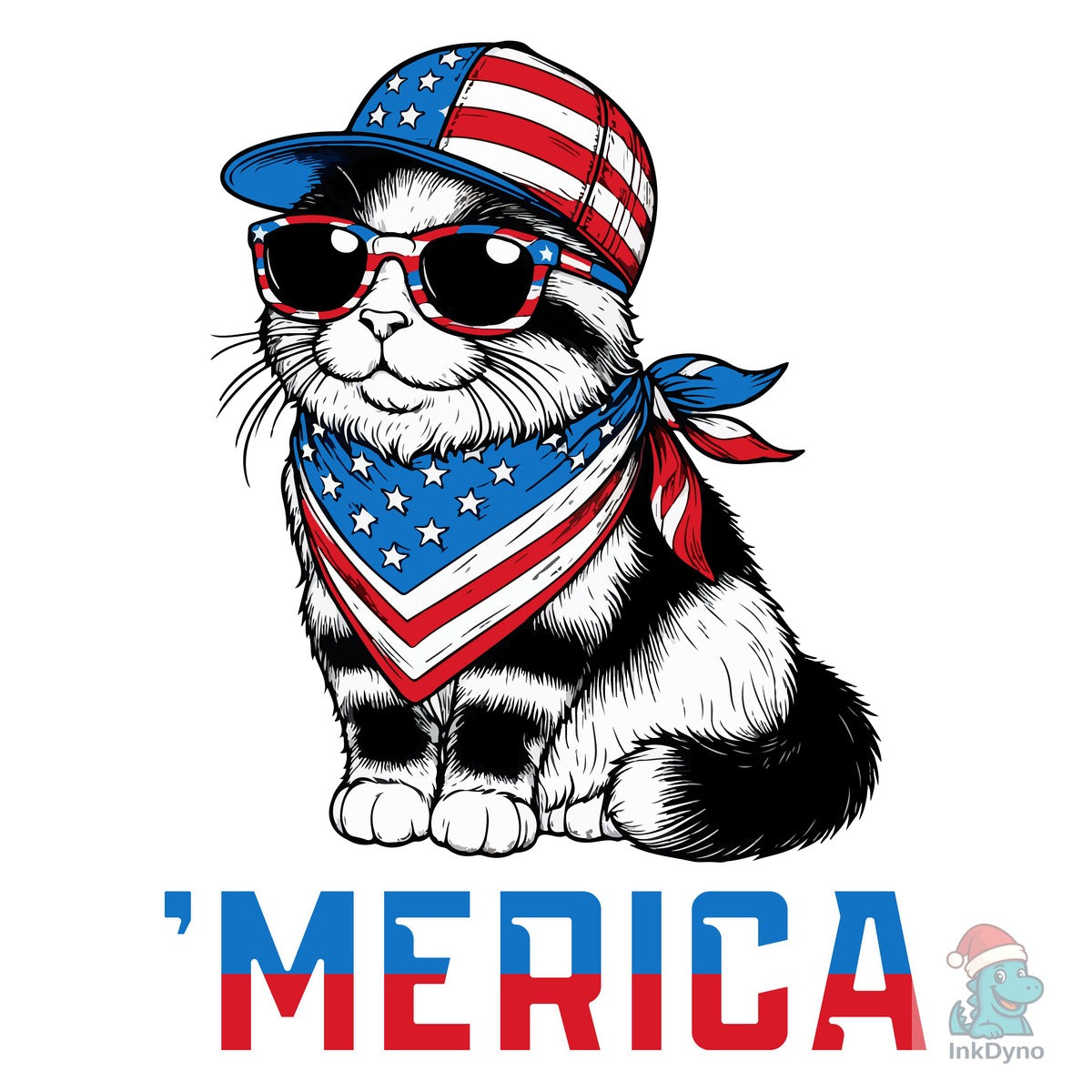 Merica Cat 4th of July T-shirt Design