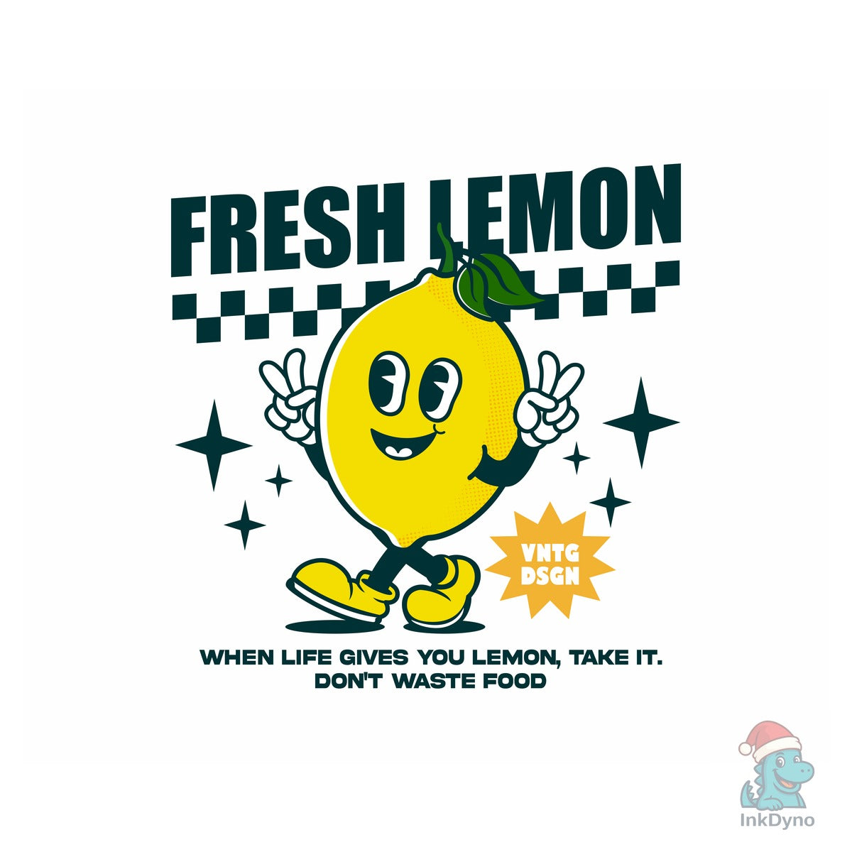 Lemon Cartoon Character Retro Design