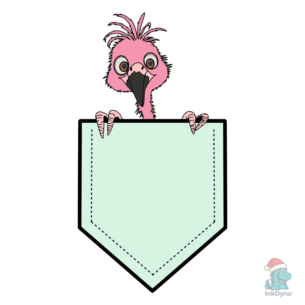 Flamingo Peeking Pocket