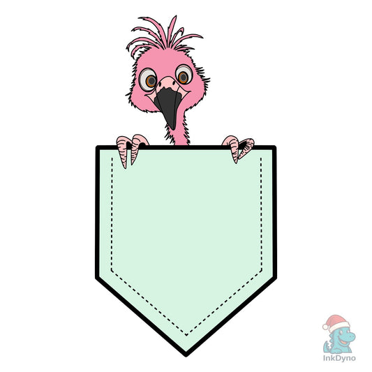 Flamingo Peeking Pocket - DTF Transfer