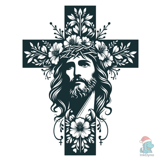 Floral Christian Cross Heat - DTF Transfer
