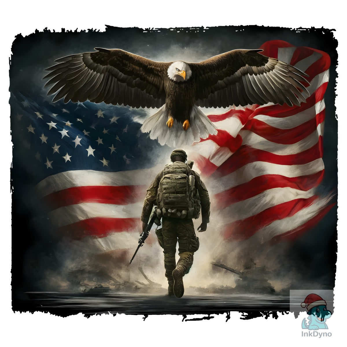Patriotic Military Eagle with American Flag