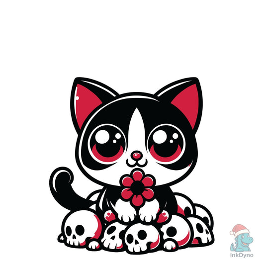 Bad Vibes Only Funny Skull Cat - DTF Transfer