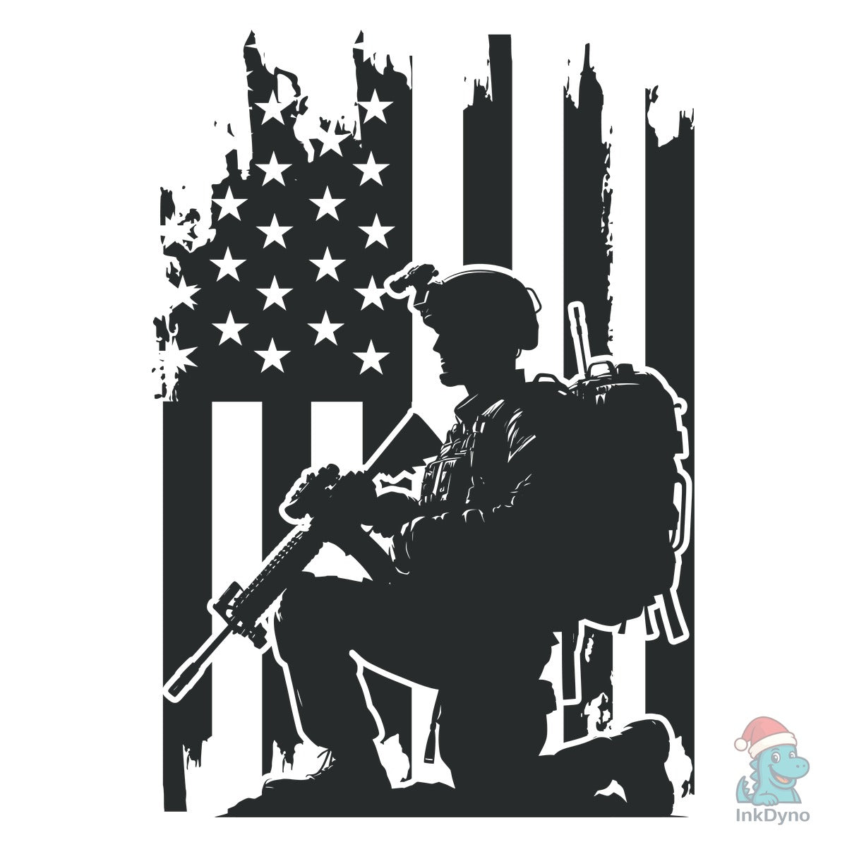 US Soldier with American Flag Design