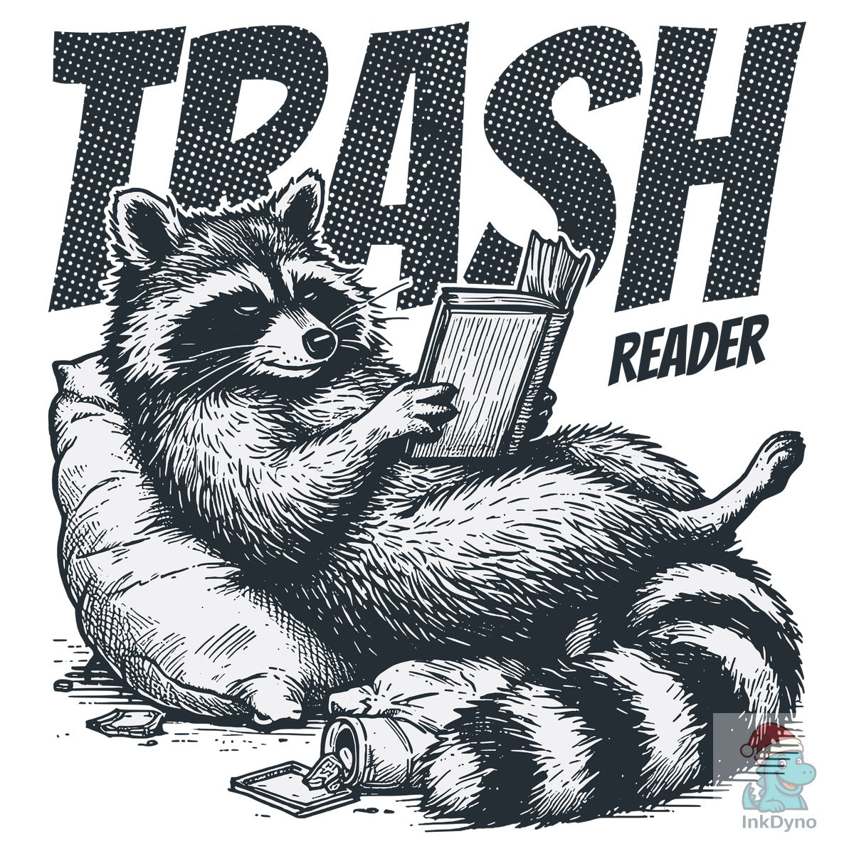 Trash Reader Raccoon Iron-On