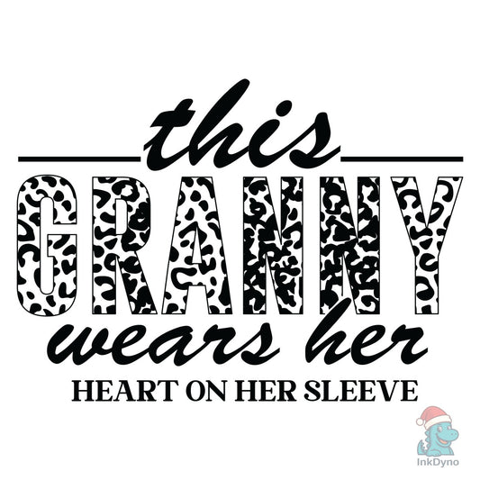 Granny Wears Her Heart on Her Sleeve SV - DTF Transfer