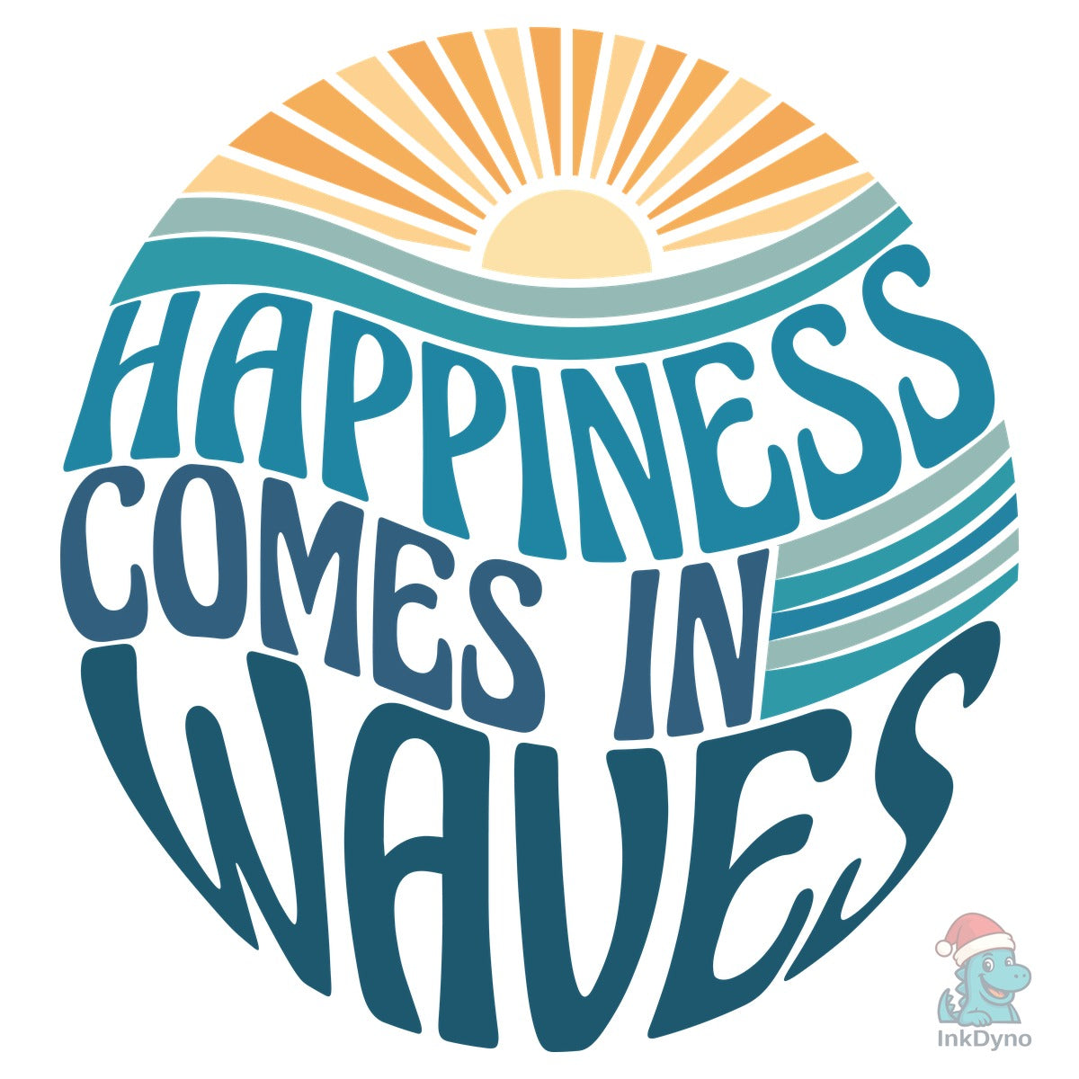 Happiness Comes in Waves Beach Graphic
