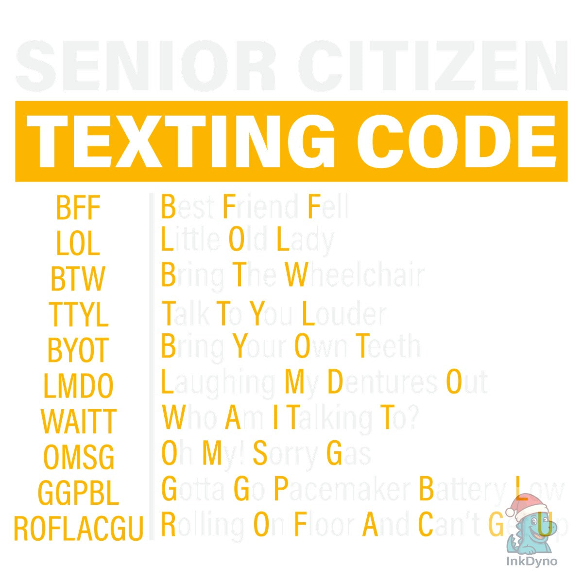 Funny Senior Citizen's Texting Code