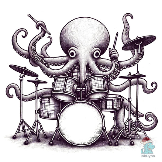 Octopus Playing Drums Retro 90's - DTF Transfer