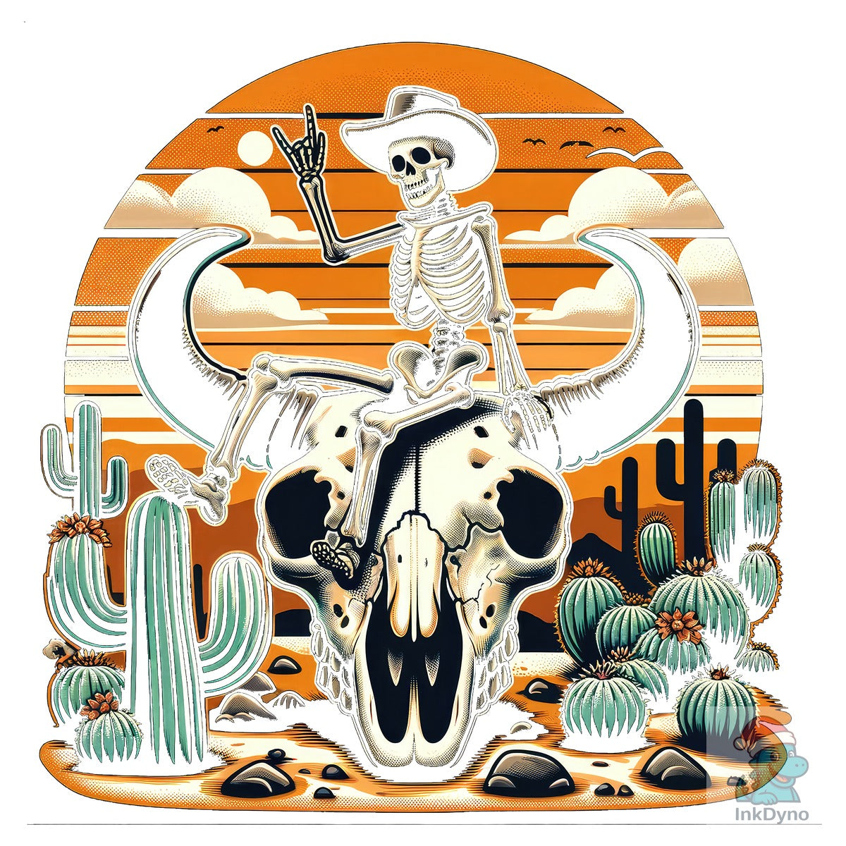 Cowboy Skeleton Bull Skull Desert