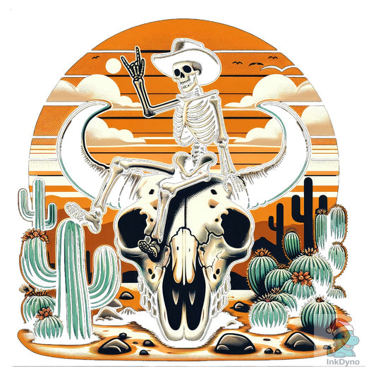 Cowboy Skeleton Bull Skull Desert - DTF Transfer