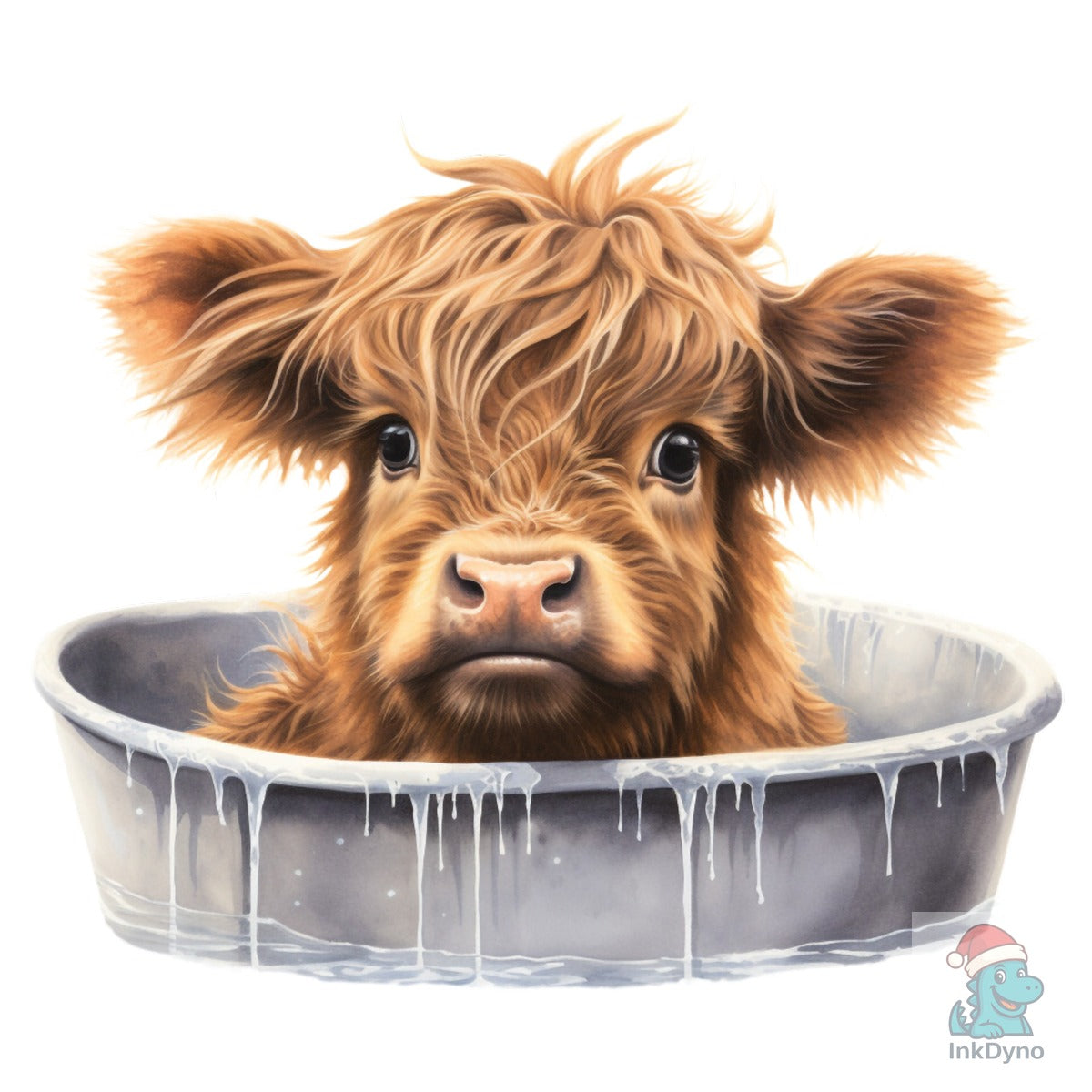 Highland Cow in Bathtub