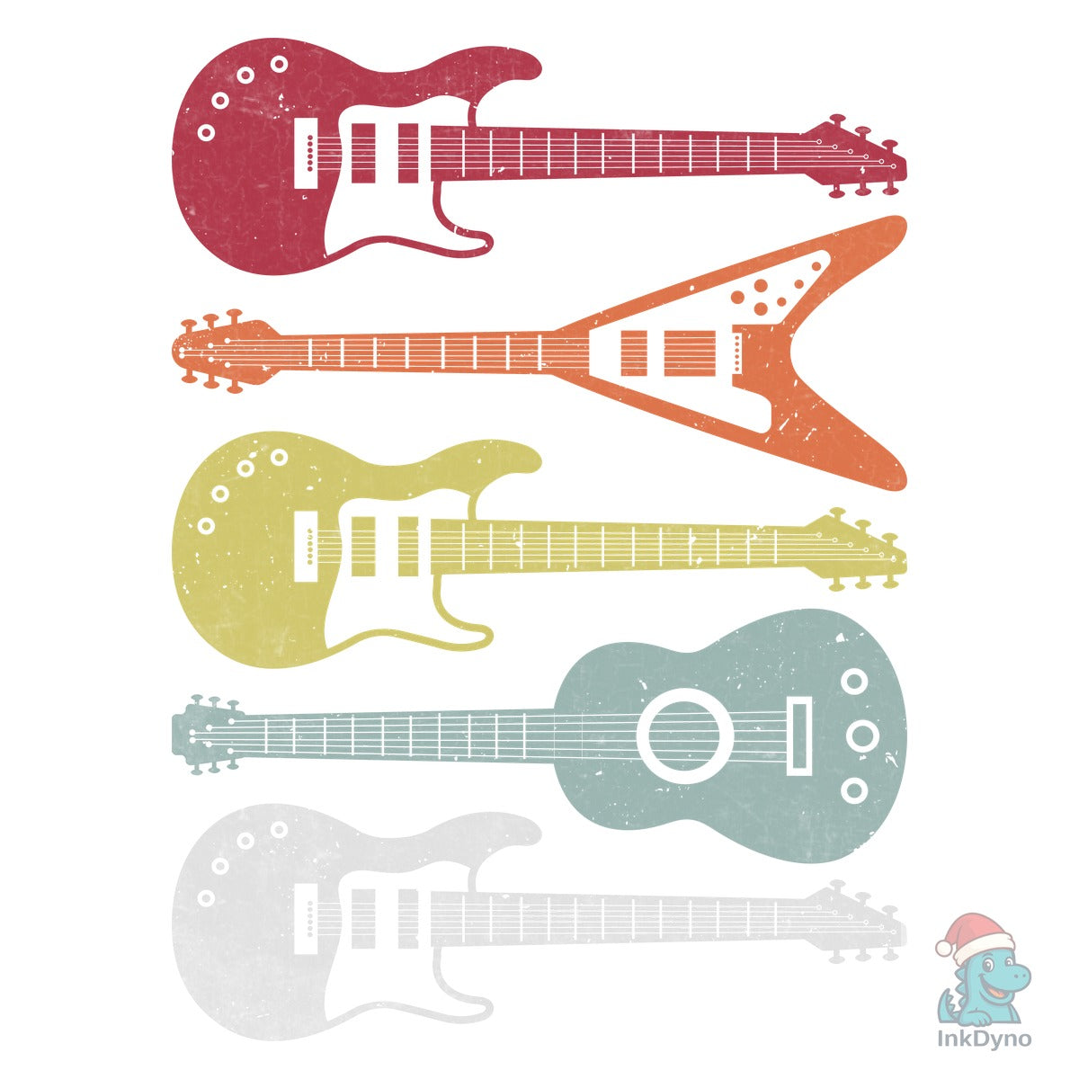 Retro Guitar T-Shirt Heat-Press