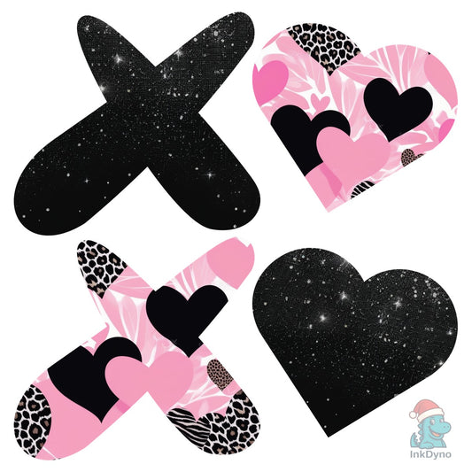 XOXO Black Glitter Valentine's Day - DTF Transfer