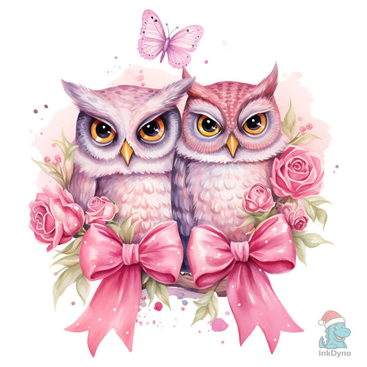 Breast Cancer Pink Owl Hooters Rose - DTF Transfer