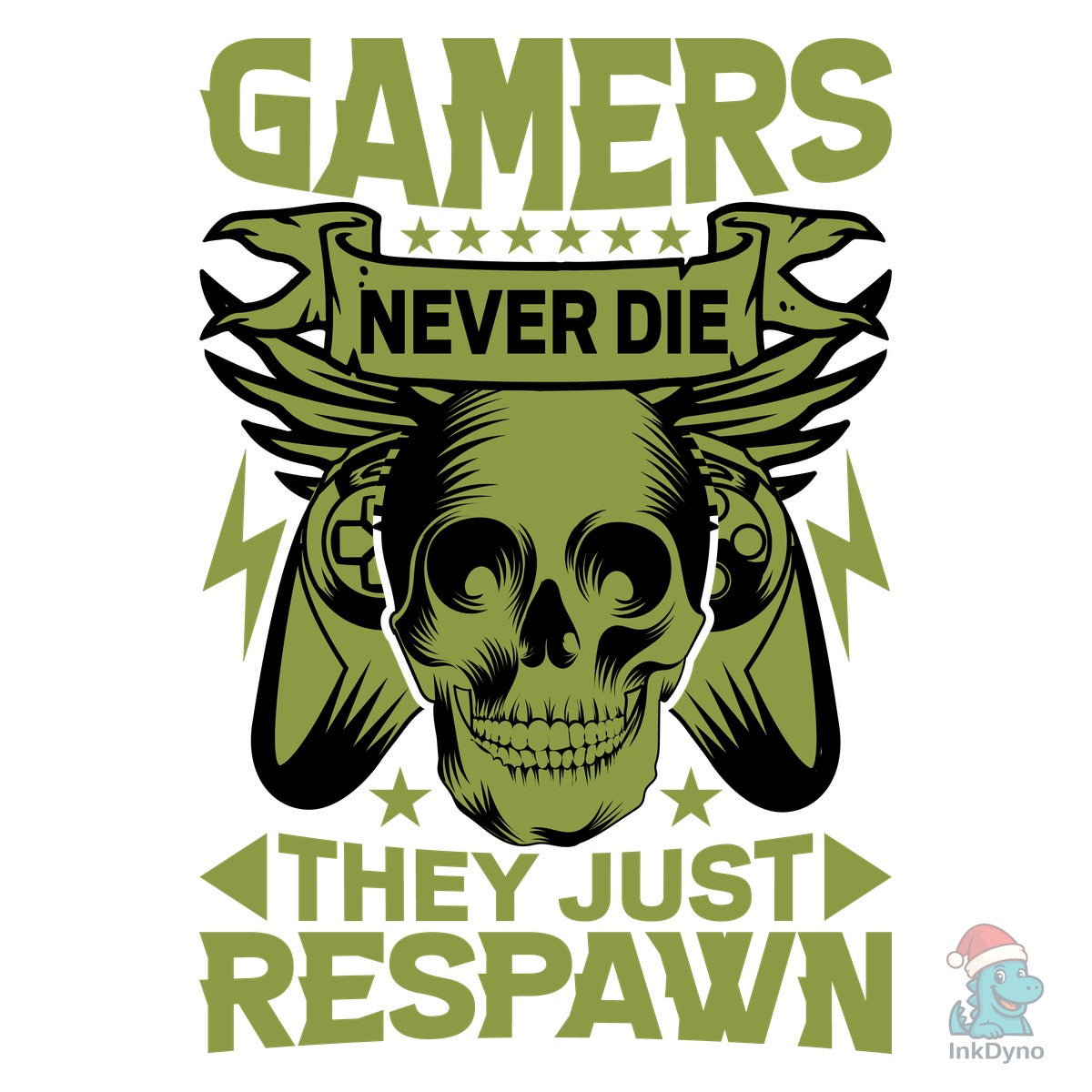 Gamers Never Die Gaming Vector Design