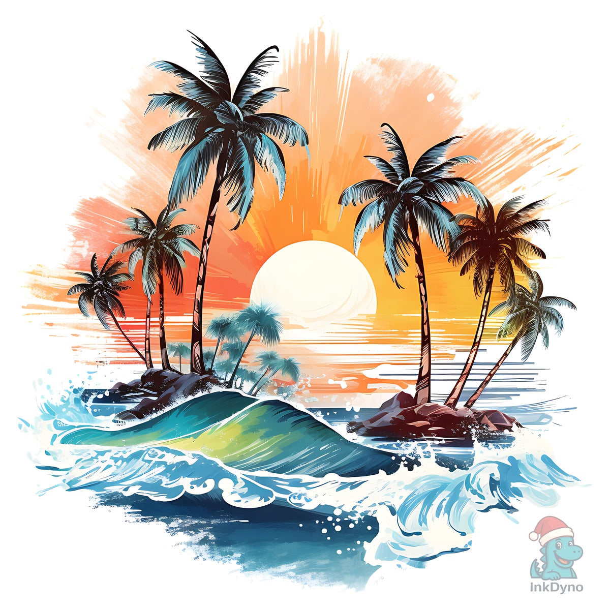 Retrp 80s Summer Beach Vibes Palm Tree