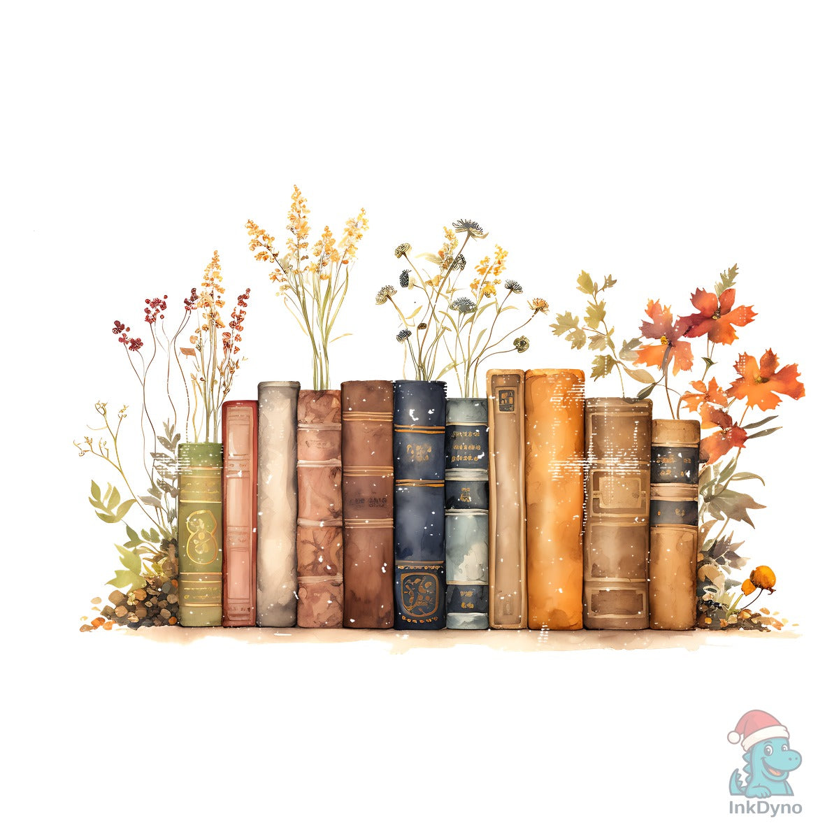 Vintage Books with Wildflowers