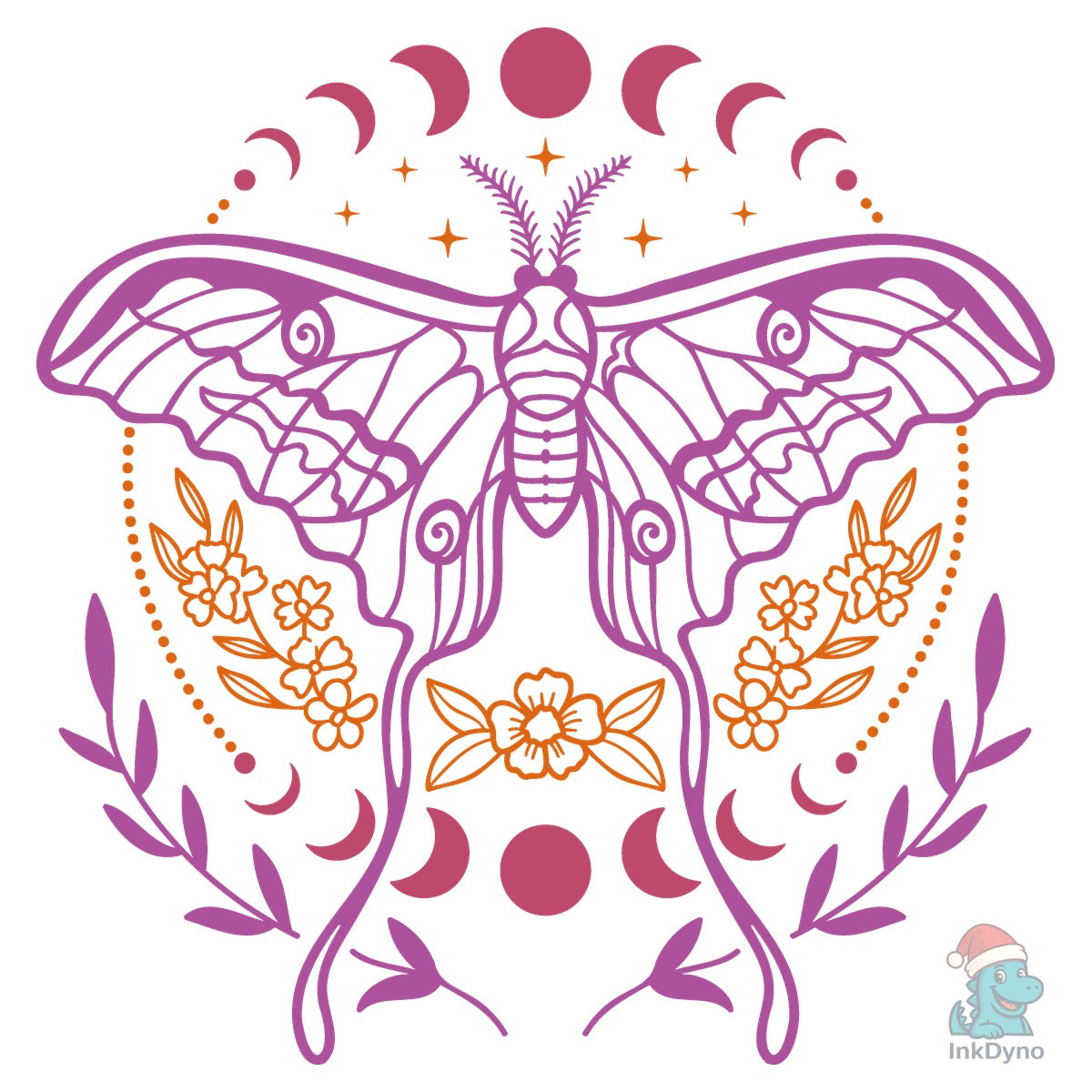 Luna Moth & Moon Phases Boho Art