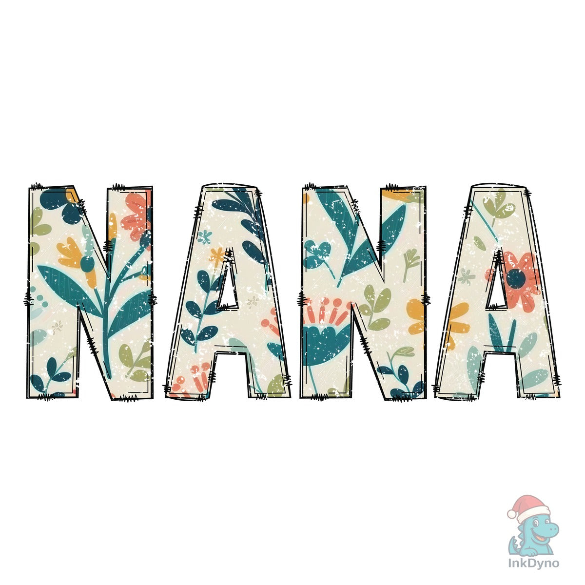 Nana Grandma Floral Doodle Letters
